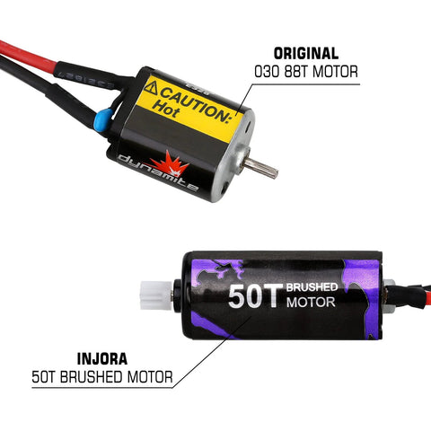 Comparison of Original 030 88T and Injora 50T Brushed Motors for RC Brushed 050 50T Pro High Torque Motor With Mount For SCX24 1 24 Scale Crawler
