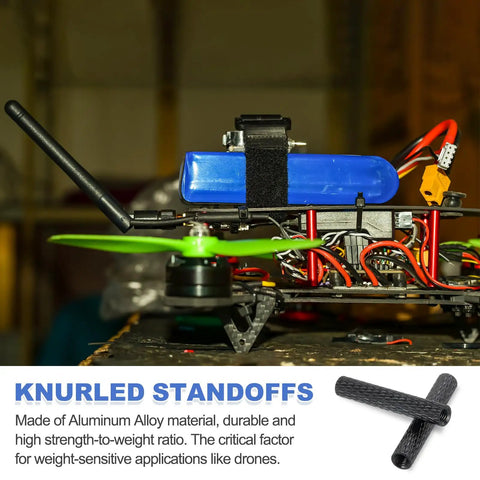 Beef Up Your RC Drones With 50Pcs M2 X 20mm Aluminum Knurled Spacer Standoff Set For FPV Quadcopters Black 4mm OD Round Coupling Nut
