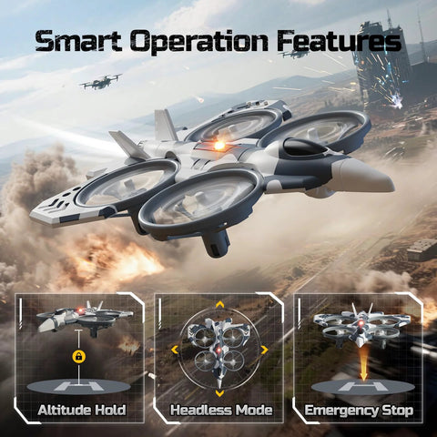 HT15 Dual-Mode RC Drone For Kids Air And Land Mini Toy Helicopter No License Needed showcasing altitude hold and headless mode