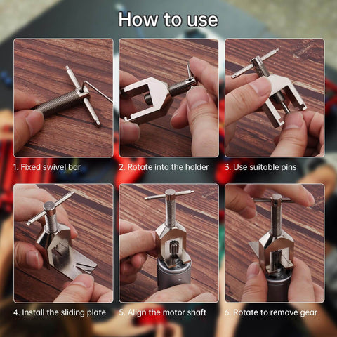 How to use the Upgraded RC Motor Pinion Gear Puller Set With Six Thickened Top Pins for Easy Pinion Removal Tutorial
