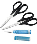 3 Pack RC Body Reamer Hole Puncher Kit With Curved And Straight Scissors For RC Car Body Mounting And Wide Body Kits 0-14mm Hole Punching And Trimming With Heavy-Duty Titanium Plated Steel Reamers And Non Slip Grip Handles Round Shell Blue XINMEIWEN