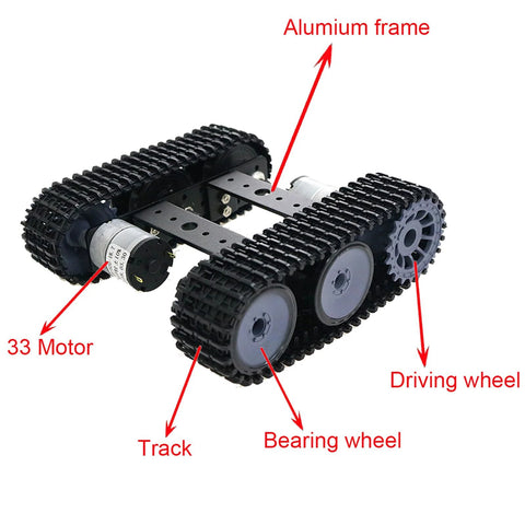 Remote Control RC Robot Tank Car Chassis With DC Motor Kit featuring aluminum frame and track for Raspberry Pi and Arduino DIY Projects