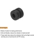 Silent, reliable RC vibration dampers that isolate the flight controller and gimbal, black rubber, single damper close-up