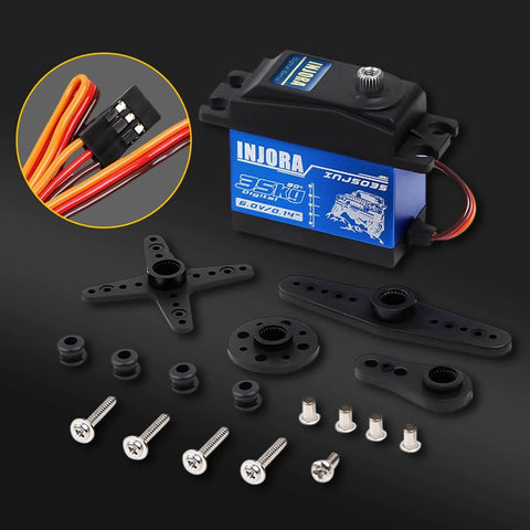 RC Servo 35KG Digital Servo High Torque RC Parts for 1/10 RC Crawler VP VS4-10 SCX10 Pro SCX10 TRX4 D90 displayed with accessories