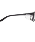 Side view of Full Lens Reading Safety Glasses 1.5 Diopter ANSI Z87.1 CE EN166F Anti Fog UV400 with black frame.
