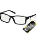 Full Lens Reading Safety Glasses 1.5 Diopter ANSI Z87.1 CE EN166F Anti Fog UV400, black frame with product tag attached