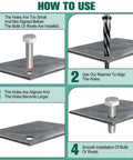 Instructional guide showing how to use Five Eighths Inch Bridge Construction Reamer Drill Bit Set With Taper Chuck Reamers on metal.