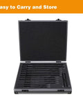Open case showing M2 HSS Chucking Reamer Set 14 PC With Spiral Flute for Precise Hole Enlargement and Finishing 0.1240-0.5010 inches