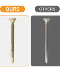 Comparison of Twelve By Two And A Half Inch Reamer Tek Screws For Wood To Metal With Torx T25 Drive Self Drilling For Trailers Flatbeds Trucks Docks And More Fifty Pieces showing two different screw options side by side