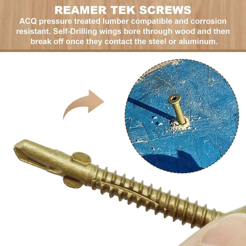 Wood To Metal Self Tapping Screws Size 10 One And Five Eighths Inch Pack Of 130 Reamer Tek Torx Star Head in use with wood to metal