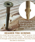 Size 14 By Two And Three Quarters Inch Reamer Tek Torx Self Drilling Screws For Metal To Wood With T30 Drive Heavy Duty Screws