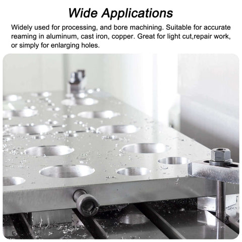 Image showing a metalwork setup with several holes reamed using the Chucking Reamers Set For Lathe And Milling Machines By Uxcell.