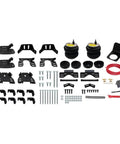 Rear air spring kit for 2017-2025 F250 F350 pickups with brackets, hardware, and manual valves, supports 5,000 lb load