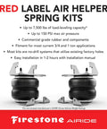 Rear Air Springs Kit For Silverado 2500HD And Sierra 3500HD 2011 Through 2025 Red Label With 7500 Pounds Load Capacity And 5 To 150 PSI Easy Install No Drill Design