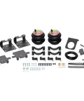 Rear Air Springs Kit For Silverado 2500HD And Sierra 3500HD 2011 Through 2025 Red Label With 7500 Pounds Load Capacity And 5 To 150 PSI Easy Install No Drill Design components shown with brackets and hardware.