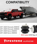 Rear Air Springs Kit For Silverado 2500HD And Sierra 3500HD 2011 Through 2025 Red Label With 7500 Pounds Load Capacity And 5 To 150 PSI Easy Install No Drill Design with Silverado towing boat