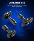 Rear Axle Bearing Puller Tool Kit and Slide Hammer Set with 3 adapters, showing various ID sizes from 1-1/4" to 2-7/8".