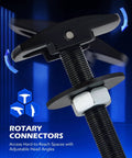 Close-up of rotary connectors on Rear Axle Bearing Puller Tool Set with adjustable head angles for hard-to-reach spaces.