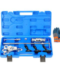Rear Axle Bearing Remove Puller Tool Kit with Slide Hammer and Bearing Remover Set in blue case, includes adapters and gloves.