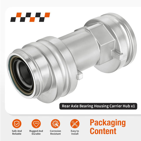 Front view of a Rear Axle Bearing Housing Carrier Hub For Polaris ATV Heavy Duty Replacement Fits Scrambler 400 2x4 2000 2002.