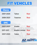 Fitment chart for Rear Side HVAC Blower Motor for Chevy Tahoe, Traverse, GMC Acadia, Yukon highlighting compatible years.
