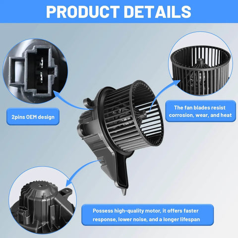 Rear Side HVAC Blower Motor for Chevy Tahoe 2007 to 2020 Traverse 2009 to 2023 GMC Acadia 2007 to 2023 Yukon 2007 to 2020