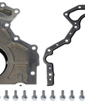 Engine Rear Main Seal Cover Kit With Gasket and Installation Hardware for Superior Leak Prevention; die-cast aluminum construction.