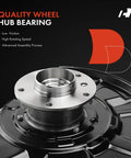 Close-up of rear right steering knuckle and wheel bearing hub assembly for BMW 3 Series 2006 to 2013, fits 325xi 330i 330xi 328i 335i 335is XDrive passenger side replacement with metal hub and dust shield.