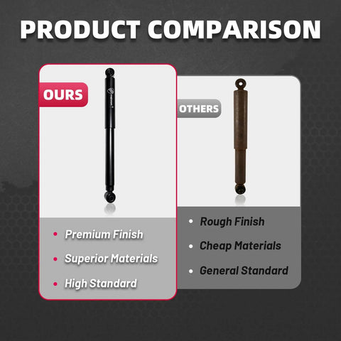 Product comparison showing our premium rear shock absorber pair for Chevy Silverado 1500 GMC Sierra 1500 Classic 1999-2007 AWD 4WD excluding Z71