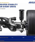 Rear Shock Absorbers Set Of Two For Nissan Quest 2004 2009, shown installed on car suspension, side view with tire and spring