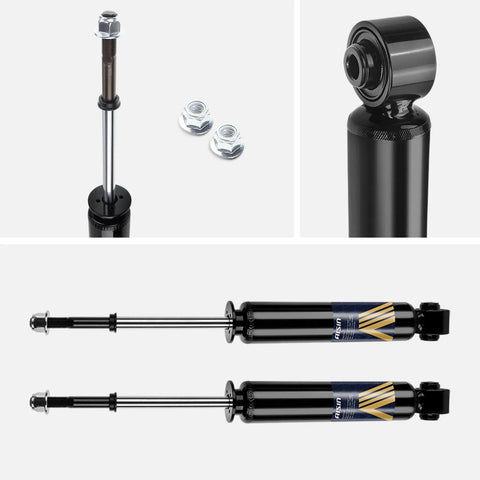Rear Shock Absorbers Set Of Two For Nissan Quest 2004 2009, twin-tube gas shocks, black finish, close-up detail