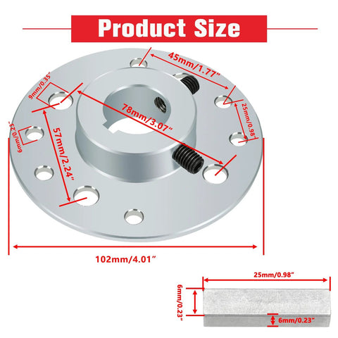 Rear Steel Sprocket Drum Brake Hub with One Inch Bore and One Quarter Inch Keyway Plus Hardware Kit for Predator 212cc Go Karts