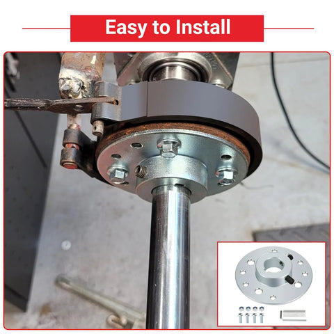 Rear Steel Sprocket Drum Brake Hub With One Inch Bore And One Quarter Inch Keyway Plus Hardware Kit installation on go-kart axle