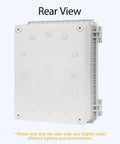 Rear view of IP67 Waterproof Electrical Junction Box With Hinged Clear Cover, Built Tough ABS Plastic Enclosure With Stainless Steel Latch