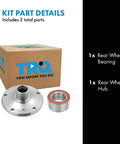 Rear Wheel Bearing And Hub Assembly Kit, 2 Piece Replacement For BMW Models Including 318i 325i 328i 323i 325Ci From 1992 To 2006 Easy Install DIY Friendly OEM Quality Upgrade shown with parts and box