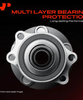 Rear Wheel Bearing And Hub Assembly Set Two 5 Lug Fits Subaru Forester 2014 2018 Impreza 2012 2021 Crosstrek 2016 2021 XV Crosstrek 2013 2015 High Load Capacity Durable Axle Hub For Reliable Performance And Smooth Rotation, close-up view with reinforced seal rings