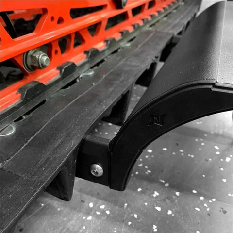 Side view of Trax Wheels 2.0 Rear Wheel Casters for Snowmobiles and Snow Bikes with oversized wheels and heavy-duty build.
