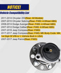 Rear Wheel Bearing Hub Assembly With ABS 5 Lug Replacement Fits Chrysler 200 2011 2014 Sebring 2007 2010 Avenger 2008 2014