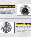 Rear Wheel Bearing Hub Assembly With ABS 5 Lug Replacement Fits Chrysler 200 2011 2014 Sebring 2007 2010 Avenger 2008 2014 Caliber 2007 2012 Jeep Compass Patriot 2007 2017 2 Piece Replacement with quality assurance text.