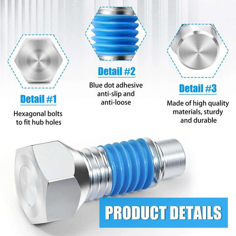Hexagonal 596218701 532140080 Rear Wheel Hub Bolt 7/16-14 X 1-3/8 for Husqvarna Electrolux, blue anti-slip coating