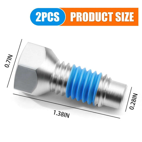 596218701 532140080 Rear Wheel Hub Bolt 7/16-14 X 1-3/8, metallic bolt with hex head and blue thread seal