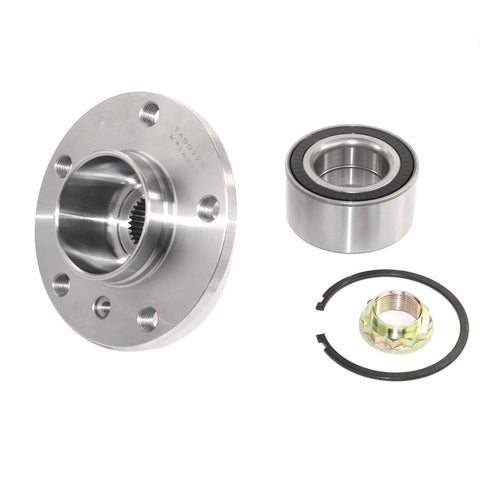 Rear Wheel Hub Kit With Bearing, Studs, Snap Ring And Axle Nut All In One Hub Repair Set With Forged Flange displayed separately