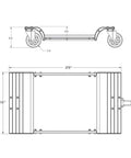 Diagram of Trax Wheels 2.0 Rear Wheel Casters for Snowmobiles and Snow Bikes, 29-inch wide by 16-inch high, showing dimensions.