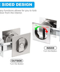 Recessed Door Lock With Square Pocket, Invisible Two Sided Hardware Privacy Sliding Door Latch For Bathroom Bedroom Barn Doors, Suitable For Doors 1 3 8 Inch Thick, Durable Metal Construction With Gray Finish