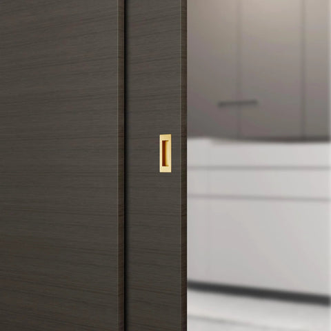 6 Inch Recessed Flush Finger Pull Handles For Pocket Doors And Sliding Doors Closet And Barn Doors Hardware In Brushed Gold Finish