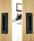 6 Inch Recessed Finger Flush Pulls for Pocket Doors and Closet Doors, Matte Black Stainless Steel Rectangular Door Pulls Hardware