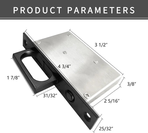 Recessed Finger Flush Pulls With Edge Pull For Pocket Doors And Sliding Closets, Rustproof Stainless Steel Door Handles, dimensions shown