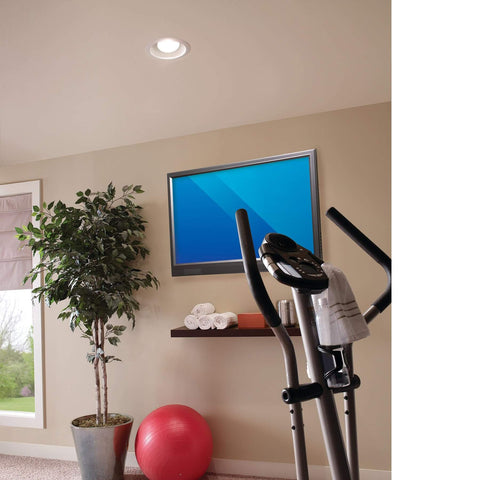 Room with Recessed Light Ventilation Fan With 70 CFM 1.5 Sones 4 Inch Duct White 6.87 Inch Housing installed in ceiling