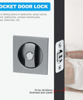 Recessed Door Lock With Square Pocket, Invisible Two Sided Hardware Privacy Sliding Door Latch for Bathroom Bedroom Barn Doors
