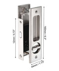 Invisible Recessed Pocket Door Lock With Hidden Handle And Keys, Ideal For Sliding Barn Wood Doors, Silver Finish, 160x44 mm